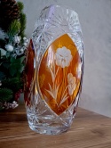 Wazon kryształowy z Huty Julia – bursztynowy